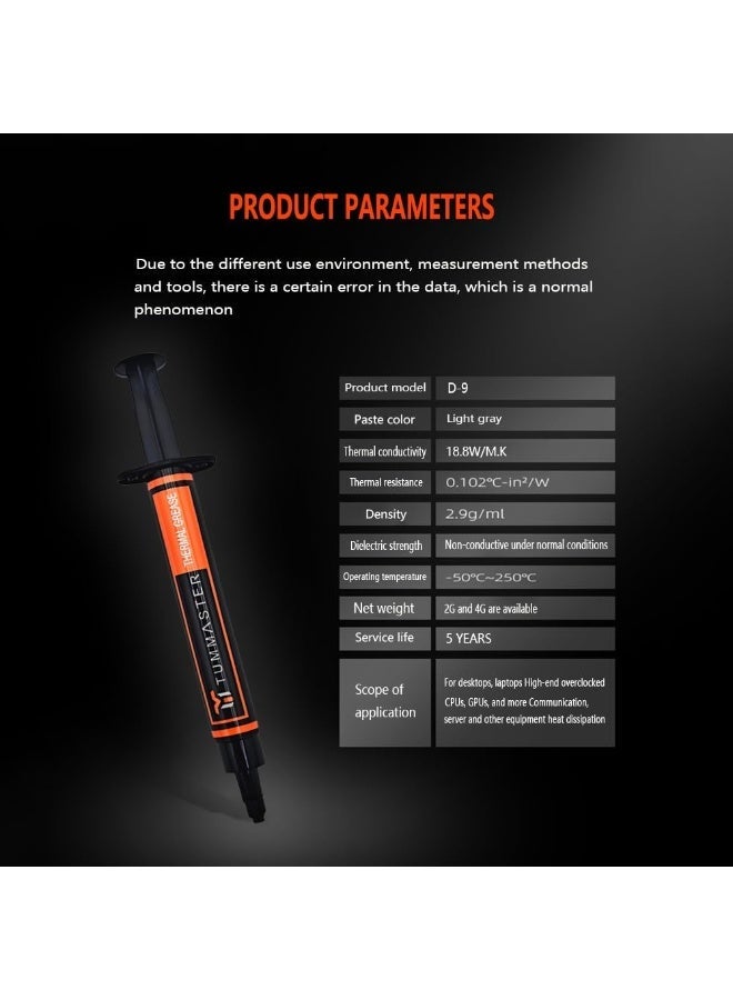 TUMMASTER D-9 18.8W/M.K Ultimate Performance Thermal Paste for Computer Manufacturing, Ideal for IC/Processor/CPU/GPU/All Coolers (incl. Spatula) - Image 5